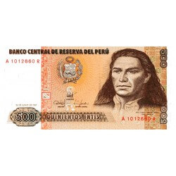 1987 - Peru P134b 500 Intis banknote
