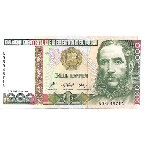 1986 - Perú PIC 136a billete de 1.000 Intis S/C