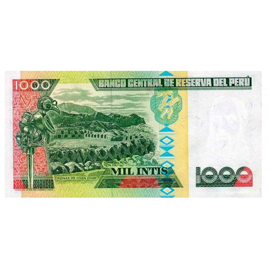1988 - Peru P136b 1,000 Intis banknote 1988 - Peru P136b 1,000 Intis banknote
