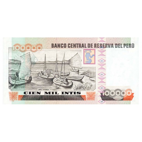 1989 - Peru P145 100,000 Intis banknote 1989 - Peru P145 100,000 Intis banknote