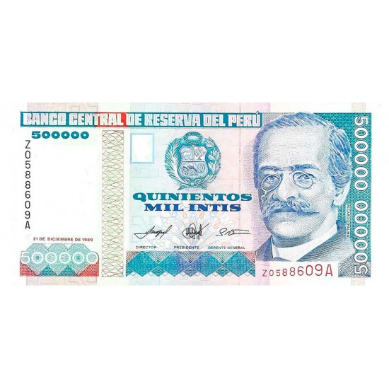 1989 - Peru P147 500,000 Intis banknote 1989 - Peru P147 500,000 Intis banknote
