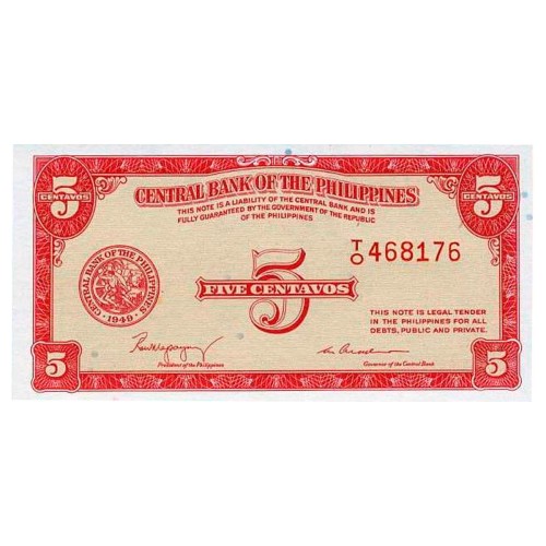 ND - Philippines PIC 126a 5 Cents banknote UNC