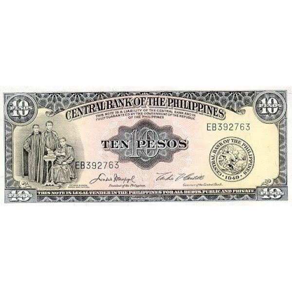 1949 - Philippines P136e 10 Pesos  banknote