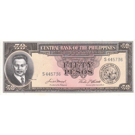 1949 - Philippines P138d 50 Pesos banknote 1949 - Philippines P138d 50 Pesos banknote