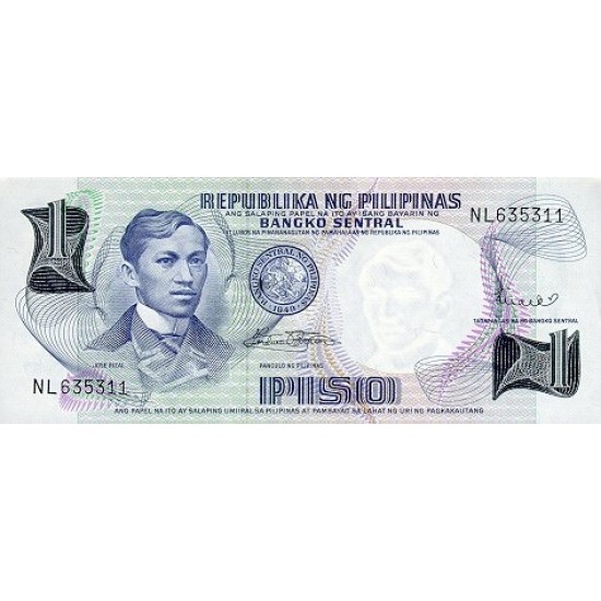 1969 - Philippines P142b 1Piso banknote 1969 - Philippines P142b 1Piso banknote