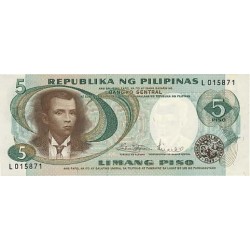 1969 - Filipinas P143b billete de 5 Piso