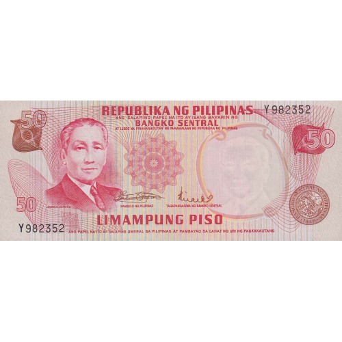 1969 - Philippines PIC 146b 50 Pisos banknote S8 UNC