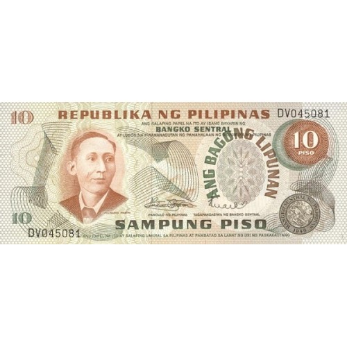 1970 - Filipinas P154 billete de 10 Piso