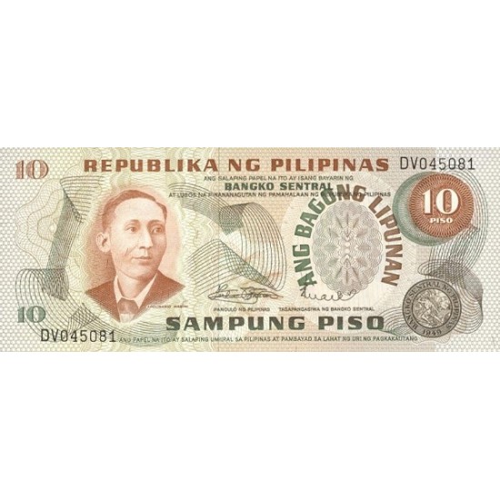 1970 - Philippines P154 10 Piso banknote 1970 - Philippines P154 10 Piso banknote