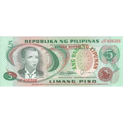 1978 - Filipinas P160d billete de 5 Piso