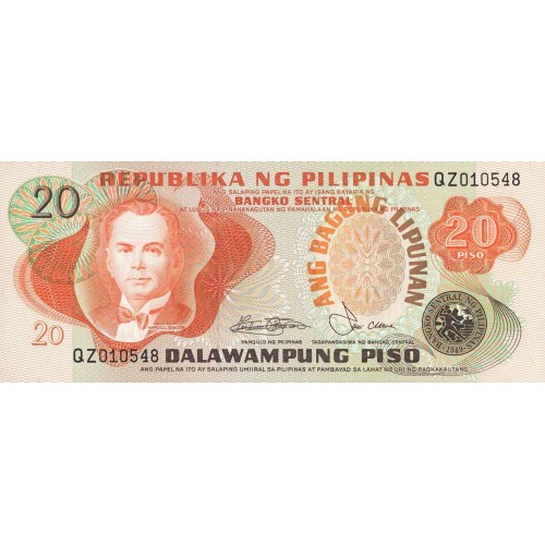 1978 - Filipinas P162b billete de 20 Piso