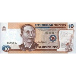 1985 - Filipinas P169a billete de 10 Piso