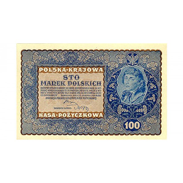 1919 - Poland PIC 27     100 Marek banknote