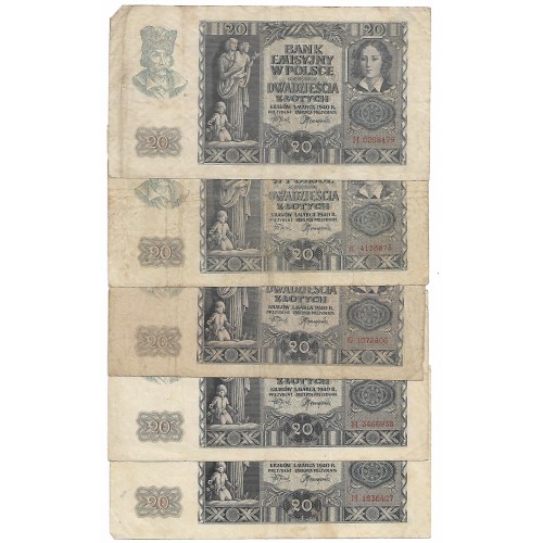 1940 - Polonia PIC 95 billete de 20 Zlotych BC