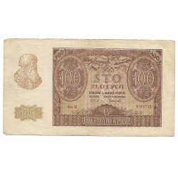 1940 - Poland PIC 97 100 Zlotych VF banknote