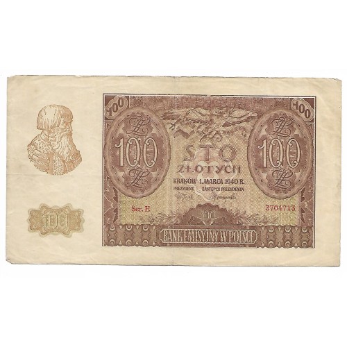 1940 - Polonia PIC 97 billete de 100 Zlotych MBC