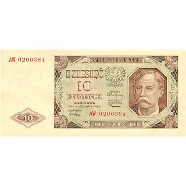 1948 - Poland PIC 136      10 Zlotych banknote
