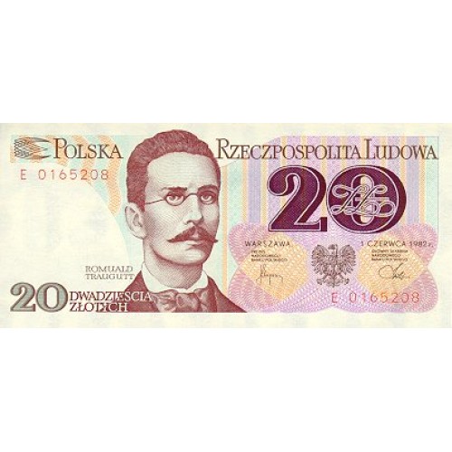 1982 - Poland PIC 149b 20 Zlotych banknote