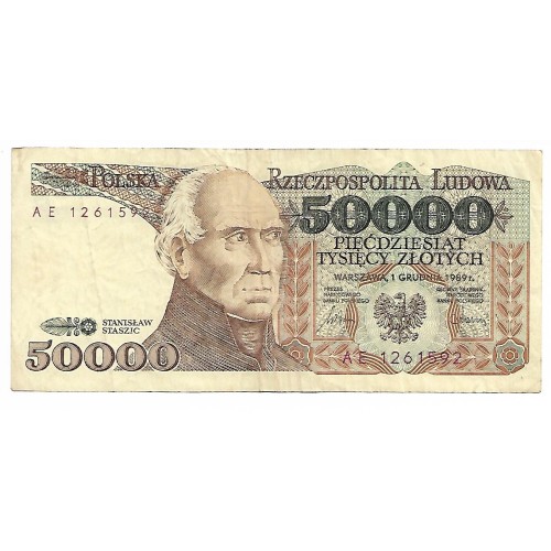 1989 - Polonia PIC 153 billete de  50.000 Zlotych MBC