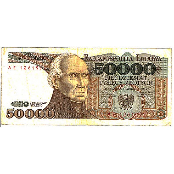 1989 - Poland PIC 153      50.000    VF Zlotych banknote