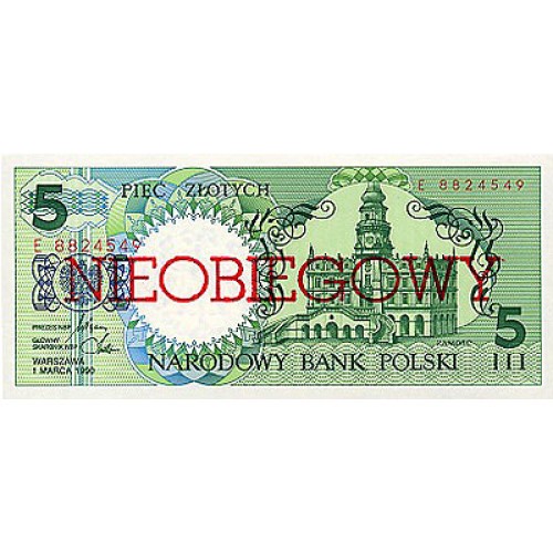 1990 - Polonia PIC 166       billete de  5 Zlotych
