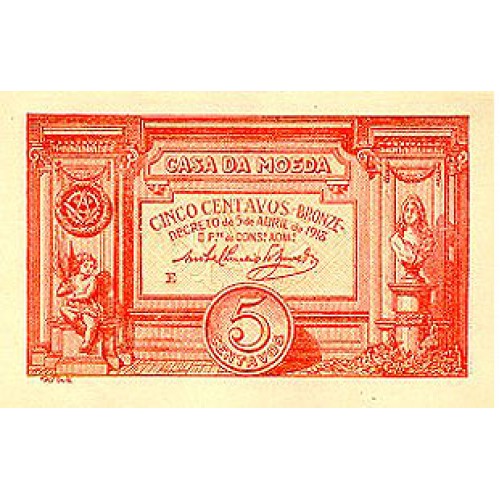 1918 - Portugal  Pic 98          5 Centavos banknote