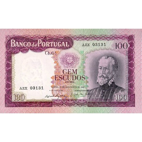 1961 - Portugal  Pic 165           100 Escudos VF  banknote