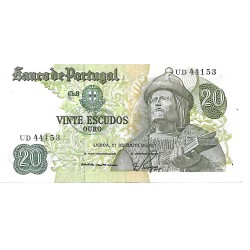 1971 - Portugal 20 Escudos banknote PIC 173 XF