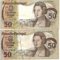 1980 - Portugal 50 Escudos banknote PIC 174b F 1980 - Portugal 50 Escudos banknote PIC 174b F