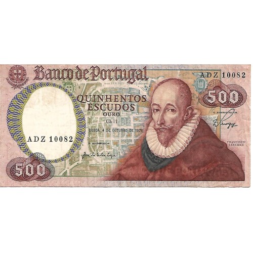1979 - Portugal PIC 177a billete de 500 Escudos MBC