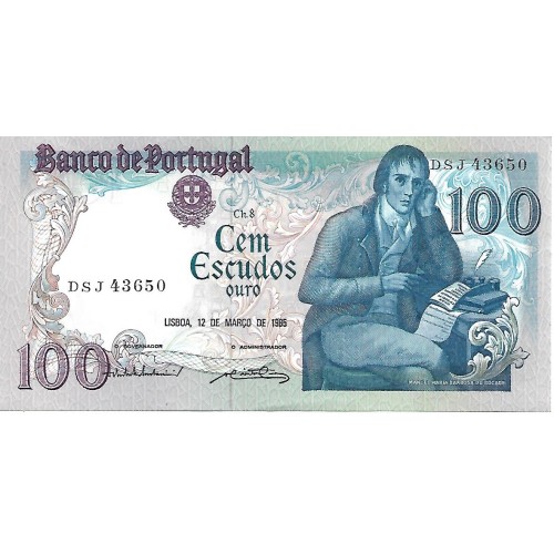 1985 - Portugal PIC 178e (JUNIO) billete de 100 Escudos S/C