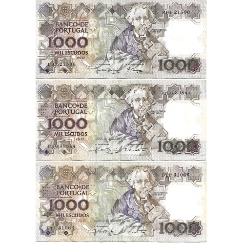 1988 - Portugal PIC 181e billete de 1000 Escudos MBC