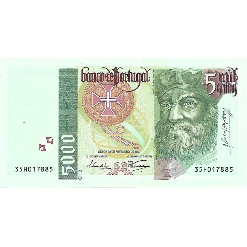1997 - Portugal PIC 190c billete de 5.000 Escudos S/C