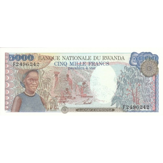 1988 - Rwanda PIC 22 5000 Francs banknote 1988 - Rwanda PIC 22 5000 Francs banknote
