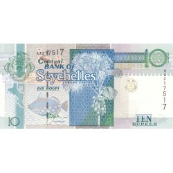 1998 - Seychelles pic 36 billete de 10 Rupias