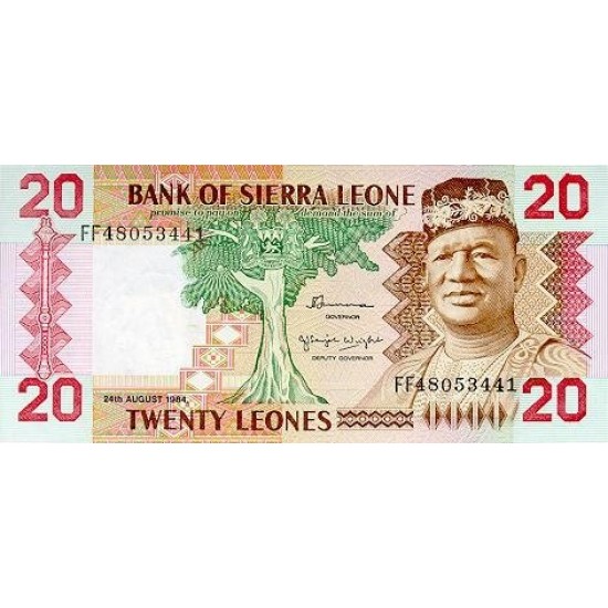 1984 - Sierra Leone Pic 14b 20 Leones banknote 1984 - Sierra Leone Pic 14b 20 Leones banknote
