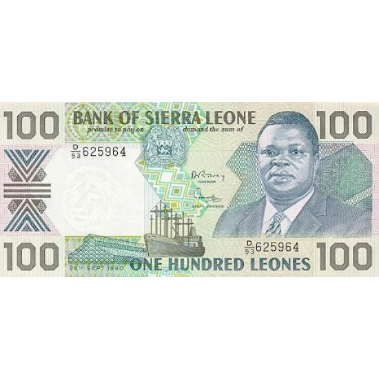 1988 - Sierra Leone Pic 18a 100 Leones banknote 1988 - Sierra Leone Pic 18a 100 Leones banknote