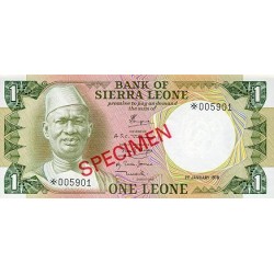 1979 - Sierra Leona pic  5bs billete de 1Leone  Especimen