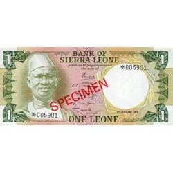 1979 - Sierra Leone Pic  5bs   1 Leone banknote  Specimen