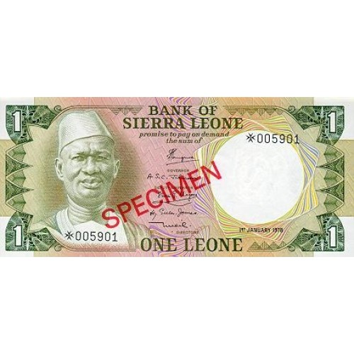 1979 - Sierra Leona pic  5bs billete de 1Leone  Especimen