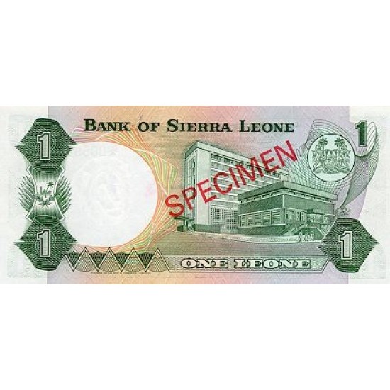 1979 - Sierra Leone Pic 5bs 1 Leone banknote Specimen 1979 - Sierra Leone Pic 5bs 1 Leone banknote Specimen