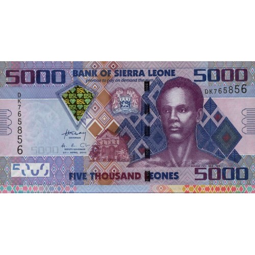 2010 - Sierra Leona PIC 32a billete de 5000 Leones S/C 2010 - Sierra Leona PIC 32a billete de 5000 Leones S/C