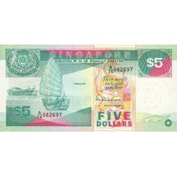 1989 - Singapur  Pic 19   billete de 5 Dólares
