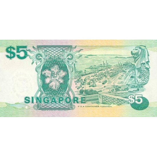 1989 - Singapor Pic 19 5 Dollars Banknote 1989 - Singapor Pic 19 5 Dollars Banknote