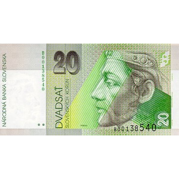 1993 -  Slovakia Pic 20 a          20 Korun banknote