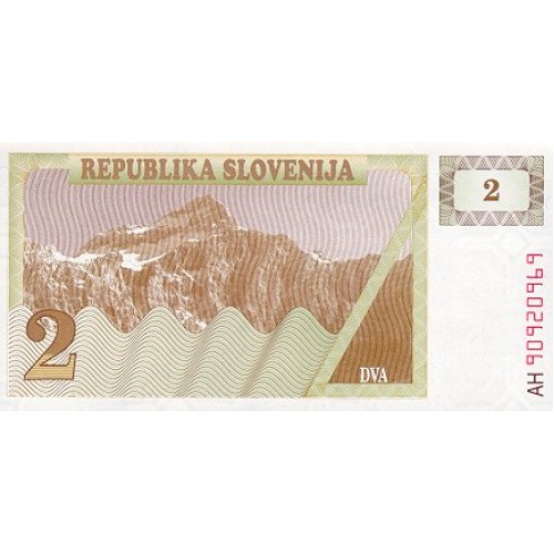 1990 - Slovenia  Pic  2           2 Tolars banknote