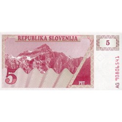 1990 - Slovenia  Pic  3           5 Tolars banknote