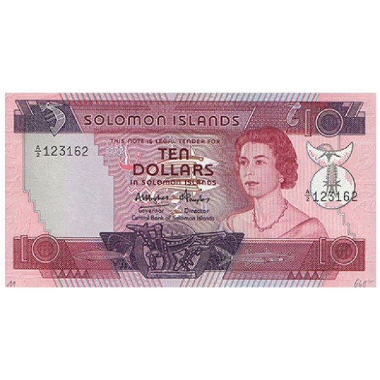 1984 - Solomon Islands P11 10 Dollars Banknote 1984 - Solomon Islands P11 10 Dollars Banknote