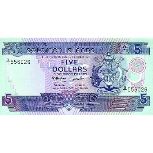 1986 - Solomon Islands P14 5 Dollars banknote