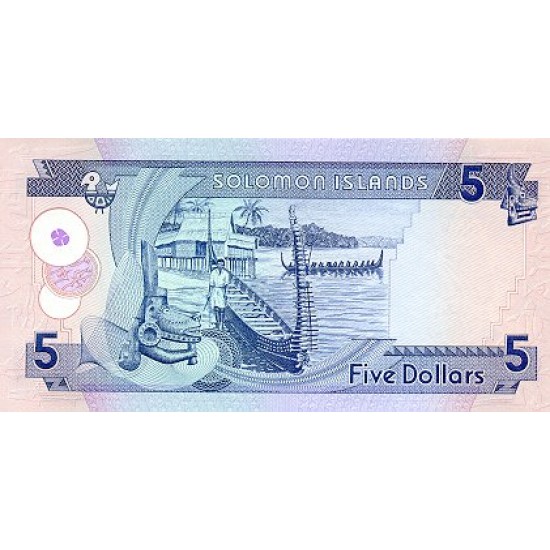 1986 - Solomon Islands P14 5 Dollars banknote 1986 - Solomon Islands P14 5 Dollars banknote